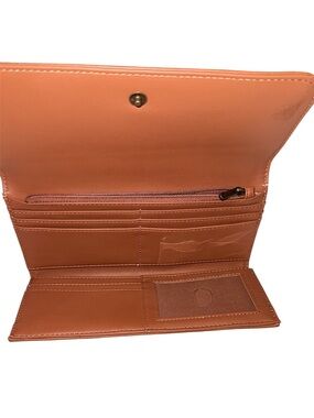 Universal Thread Trifold Leather Snap-Closure Wallet Clutch Orange/Brown